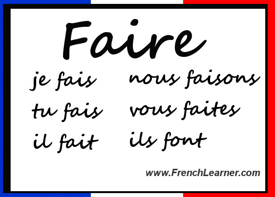 French Verb Chart Faire