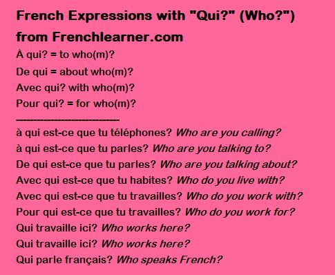 French Expressions With Qui Who