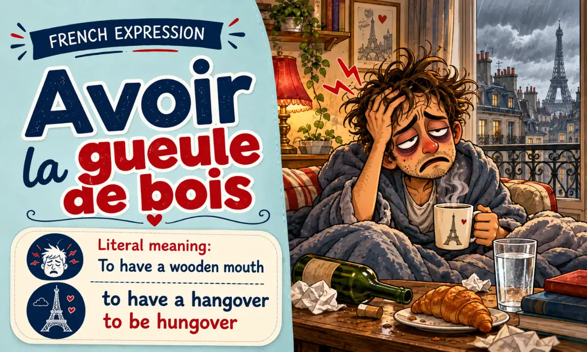 Avoir la gueule de bois – to have a hangover, to be hungover – French expression