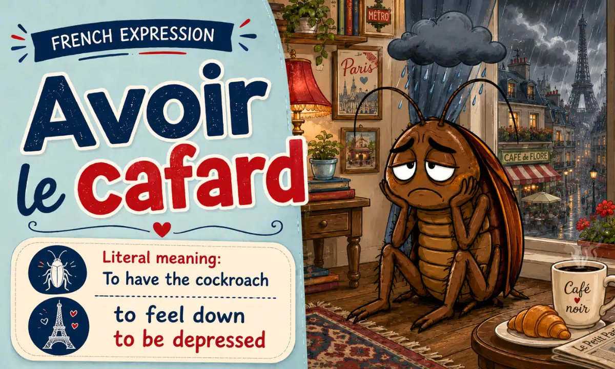 Avoir le cafard &ndash; French expression &ndash; Literal meaning: to have the cockroach &ndash; To feel down, to be depressed