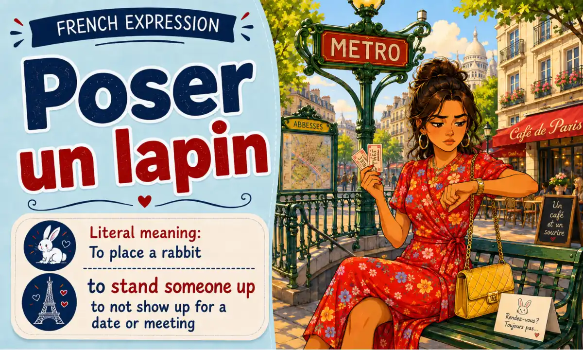 Poser un lapin - Literal meaning: To place a rabbit – To stand somebody up, to not show up for a date or meeting – French expression