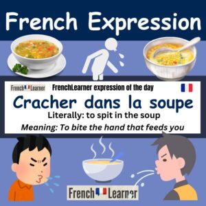 Cracher dans la soupe - French expression - to bite the hand that feeds you.