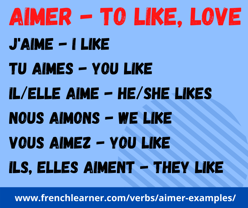 Aimer = to like, to love