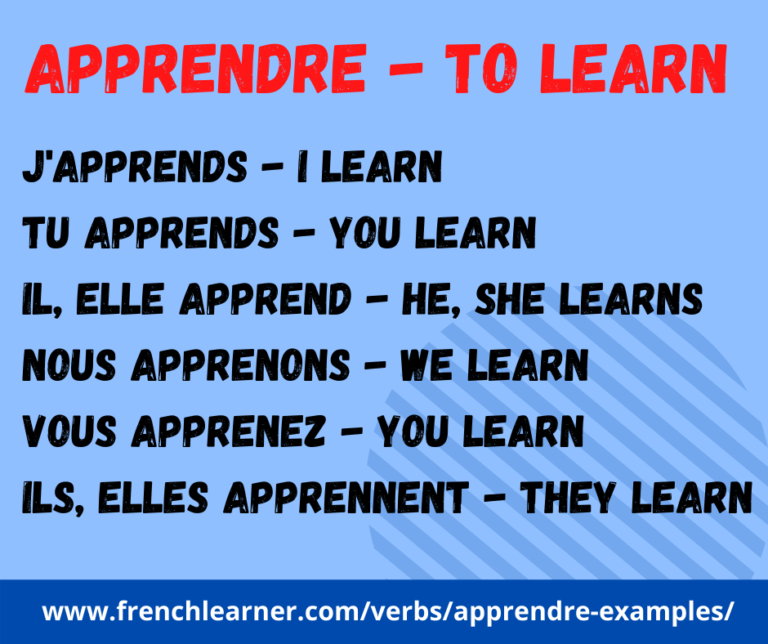 Apprendre Meaning  FrenchLearner Verbs