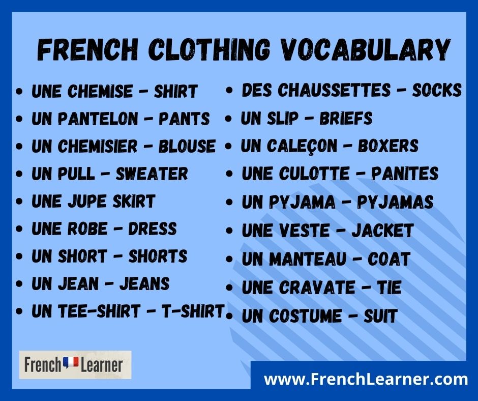 French Clothing Vocabulary