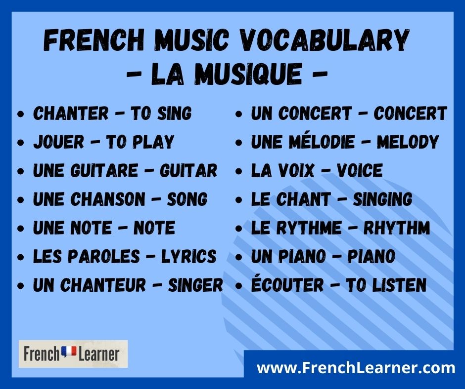 Short list of French music vocabulary.