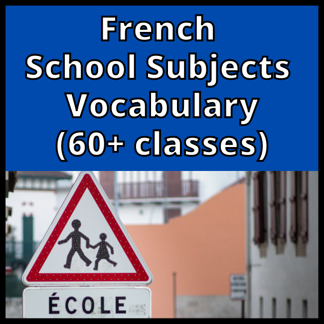 French school subjects vocabulary