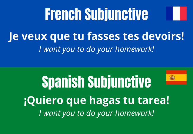 Both French and Spanish use subjunctive verbs in a similar manner.