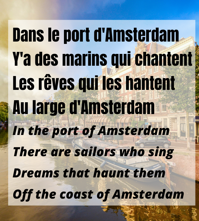 Amsterdam Jacques Brel French Lyrics