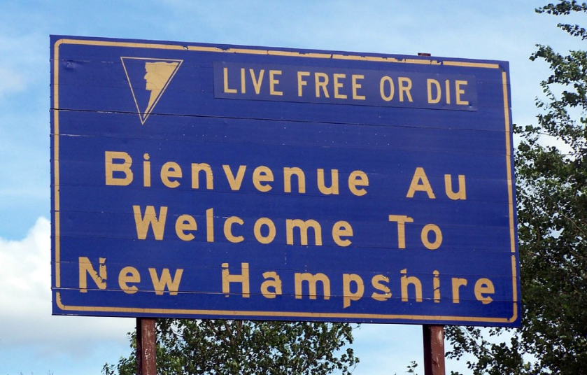 Bienvenue au New Hampshire (Welcome to New Hampshire) Road Sign