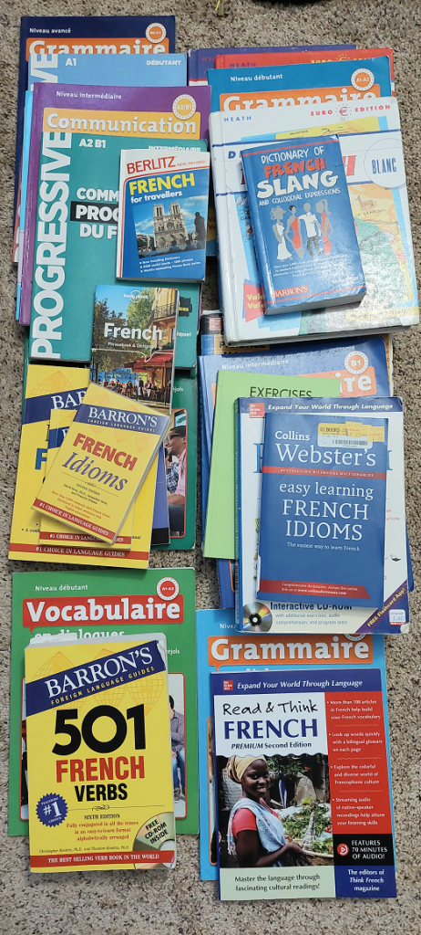 Collection of books for learning French