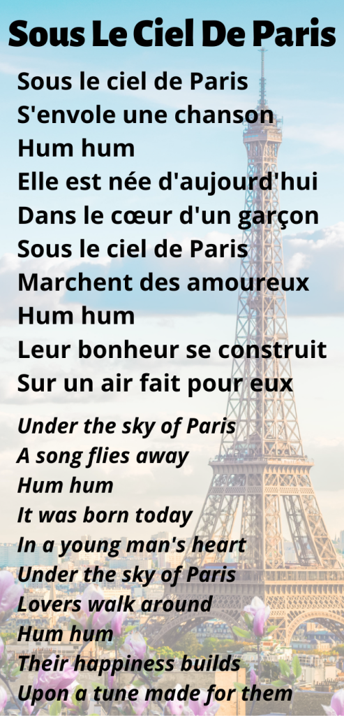 Sous Le Ciel De Paris Chrous Lyrics