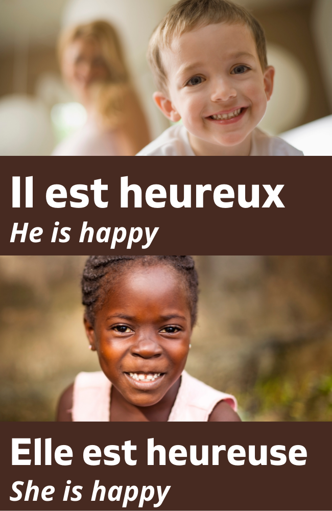 He/She Is Happy In French