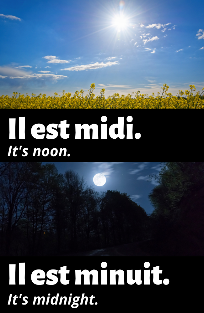 Noon and midnight in French
