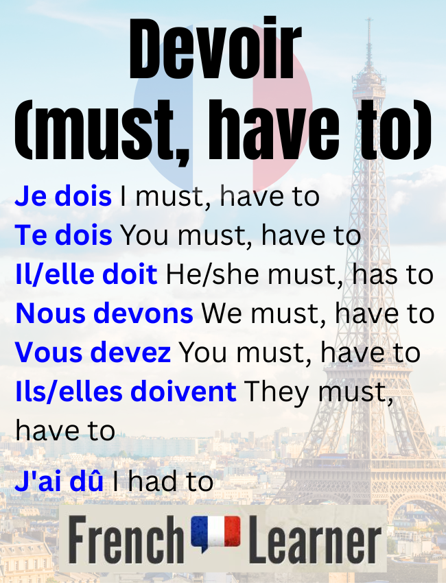 Devoir (must, to have to) conjugated in the present tense