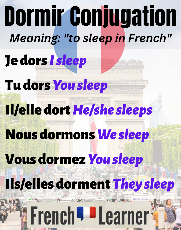 Dormir (to sleep) conjugation in French