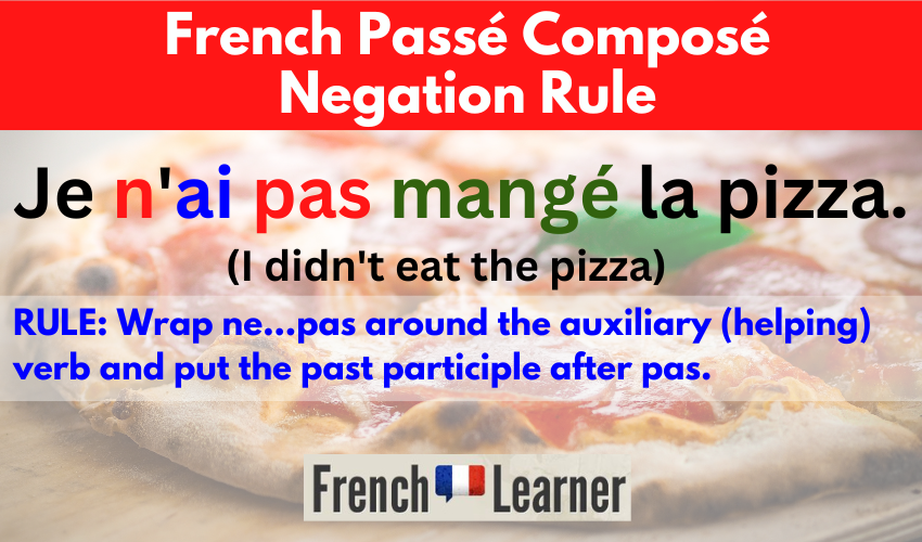 French passé composé negation rule exaplained.