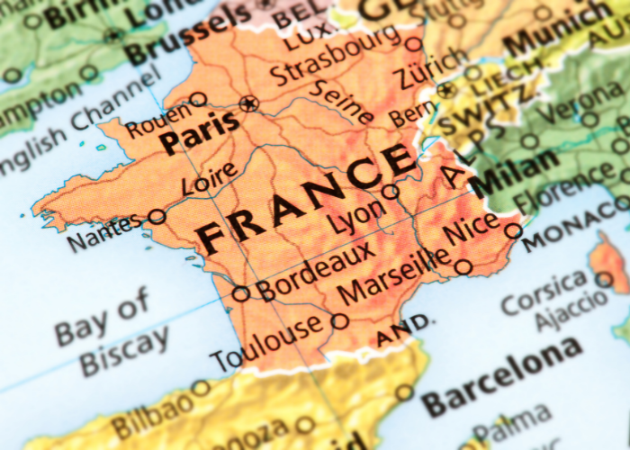 Image of a map of France