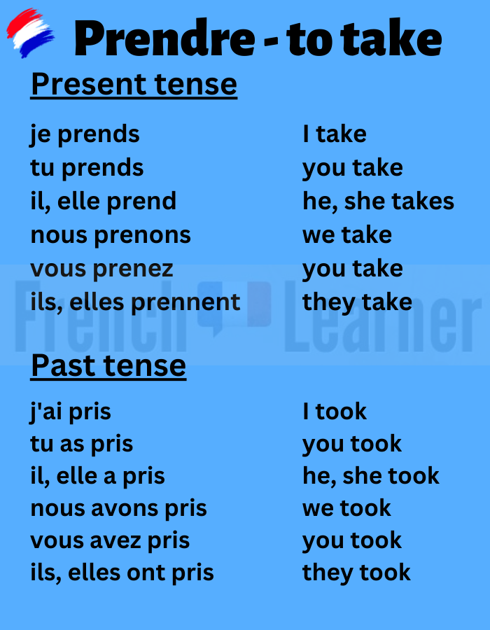 Prendre to take