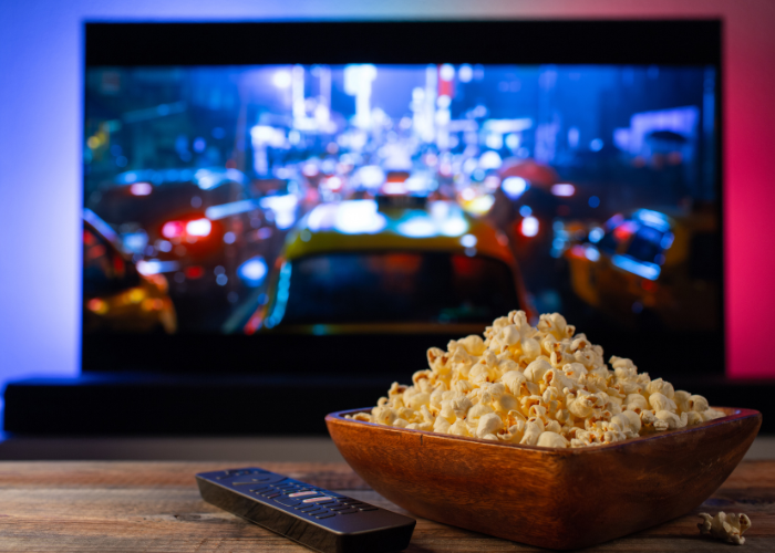 Image of TV and popcorn