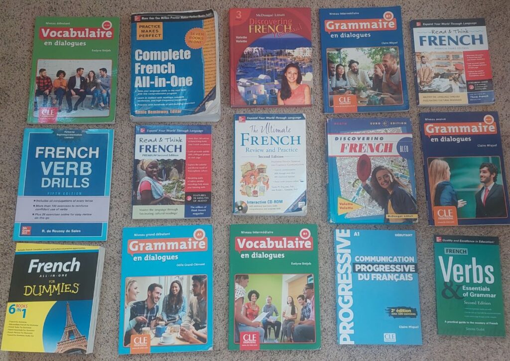 Collection of books for learning French