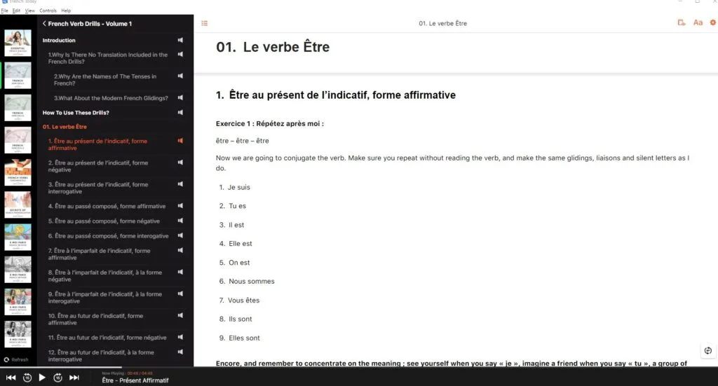 French verb drills example (être) to be