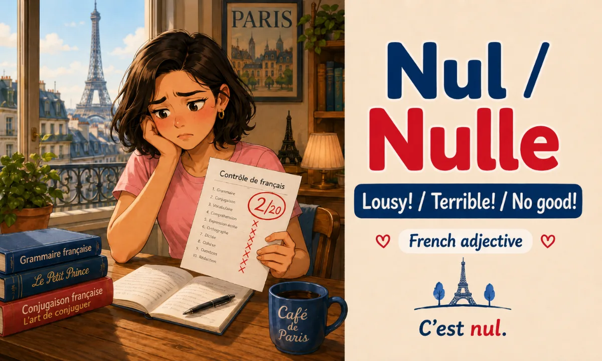 Nul / nulle – Lousy! / Terrible! / No good! – French adjective – French Word of the Day