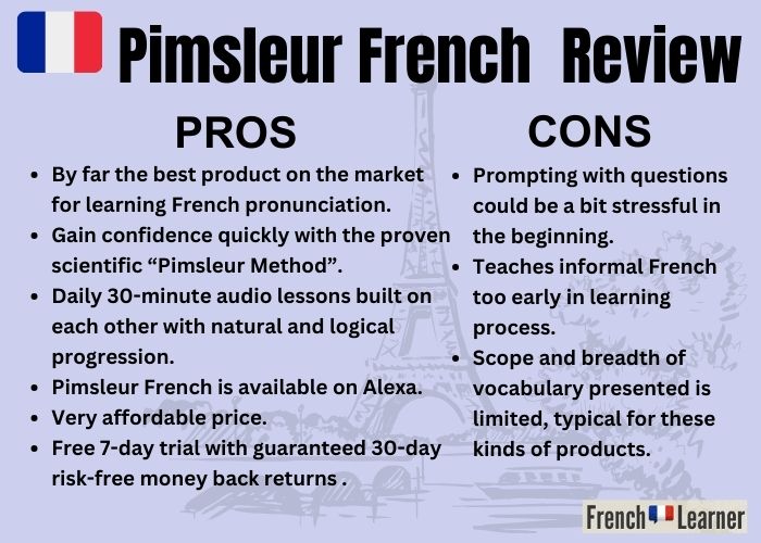 Pimsleur French pros and cons.