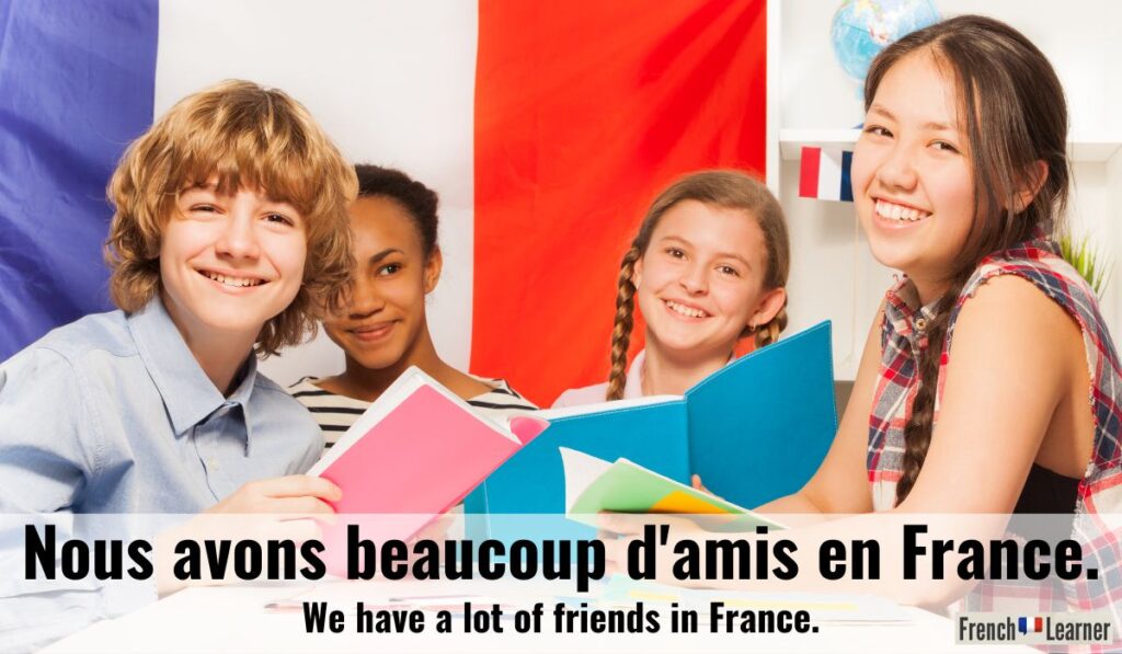 Example sentence using "beaucoup" in French.