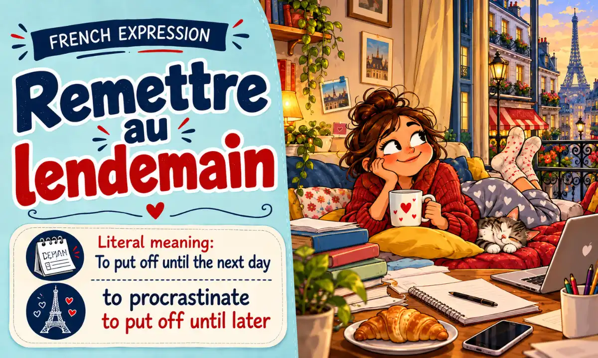 Remettre au lendemain – Literal meaning: To put off until the next day – Meaning: To procrastinate, to put off until later – French expression