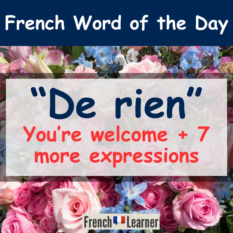 French word of the day lesson: De rien (you're welcome)