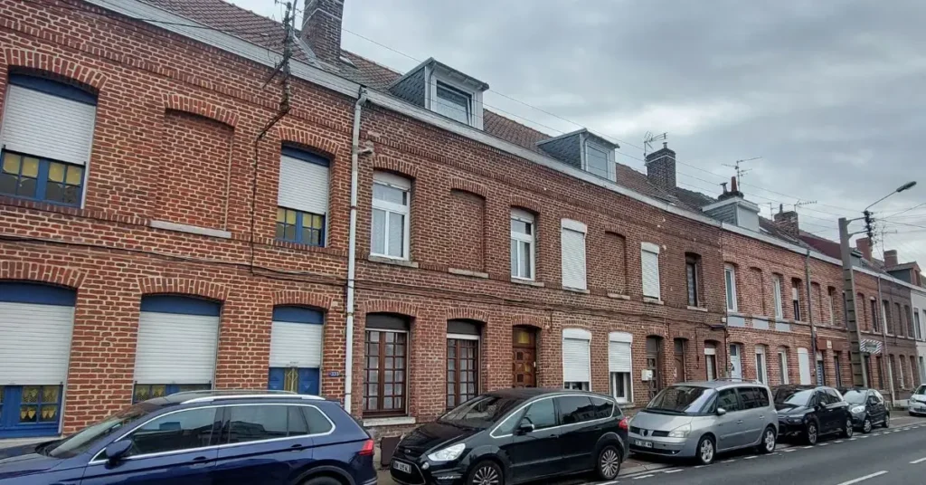 Brick row house in northern France where I lived as an exchange student in 1991–1992 — typical French architecture