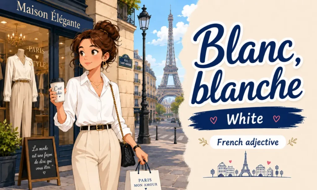 Blanc, blanche – white – French adjective