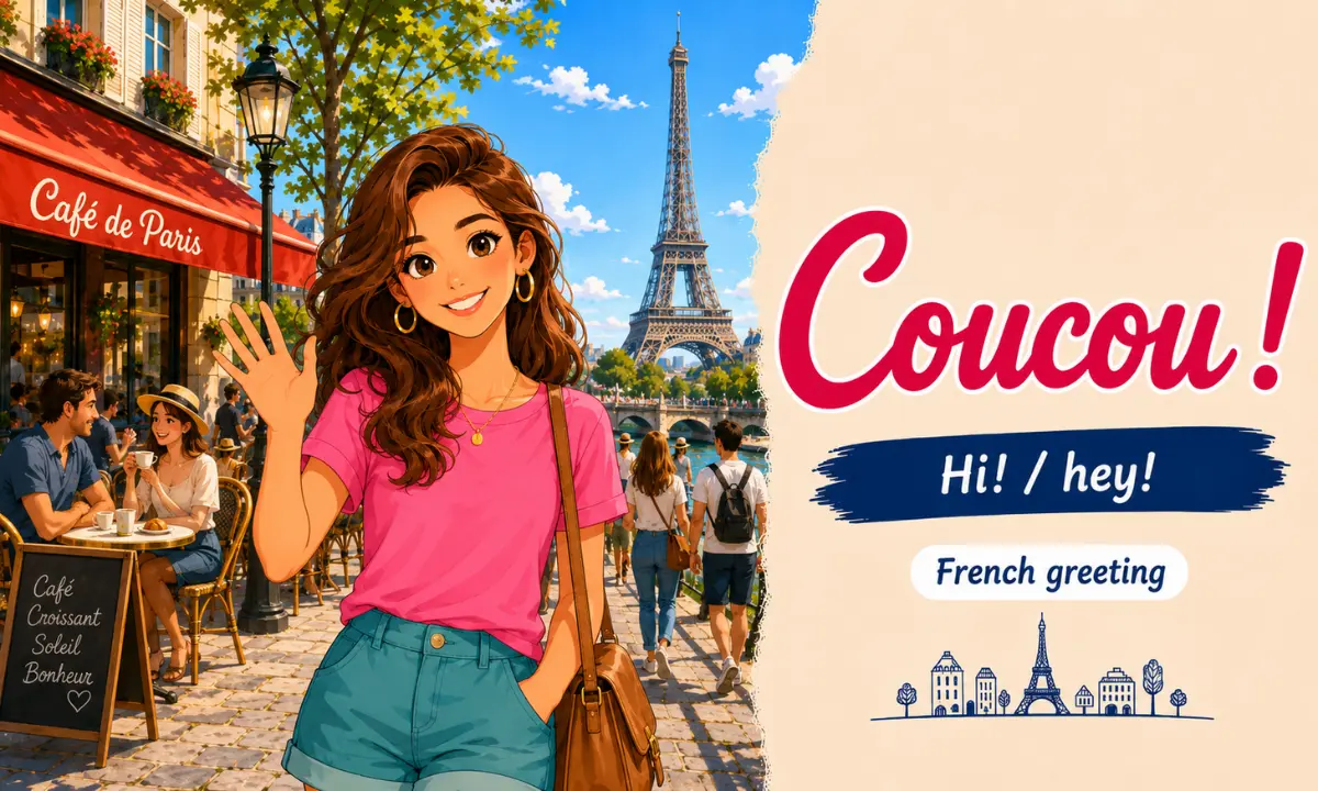 Coucou – hi, hey – French greeting – French Word of the Day