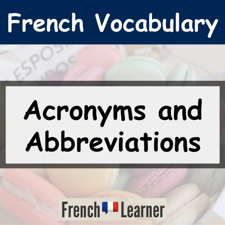 French Acronyms And Abbreviations