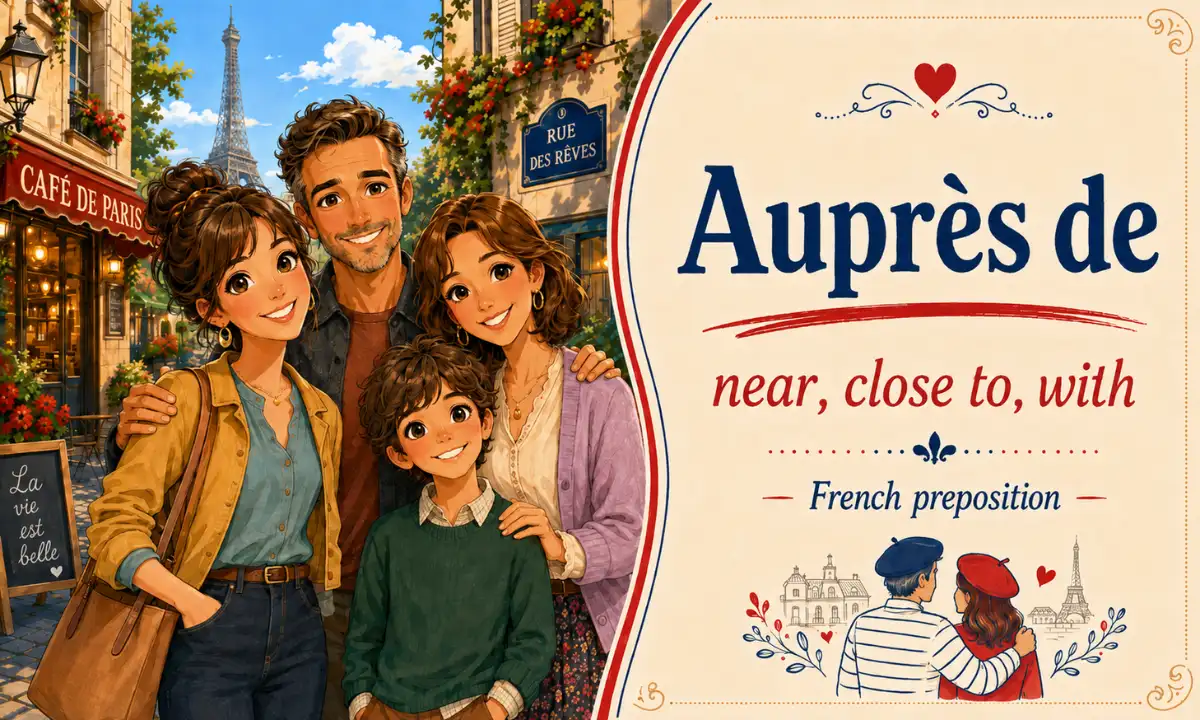 Aupres de – Near, close to, with – French preposition – French Word of the Day