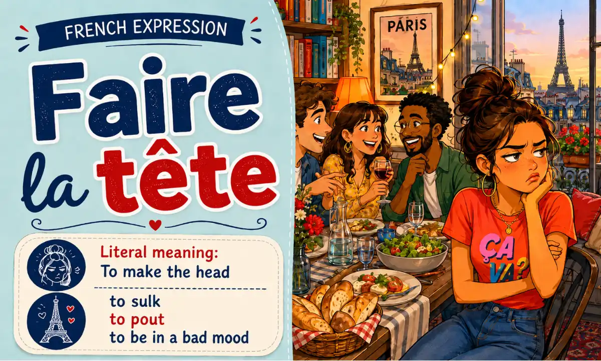 Faire la tête – Literal meaning: To make the head – To sulk, to pout, to be in a bad mood – French expression