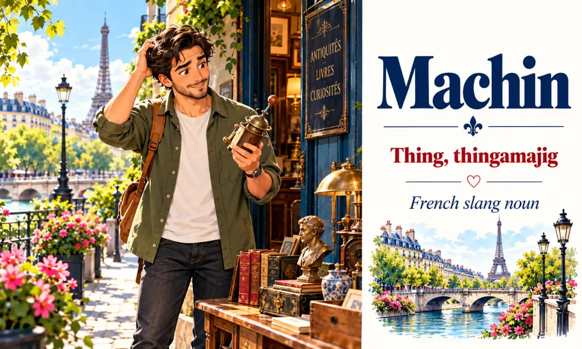 Machin &ndash; Thing, thingamajig &ndash; French slang noun