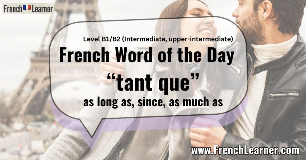 French Word of the Day “tant que” as long as, since, as much as
