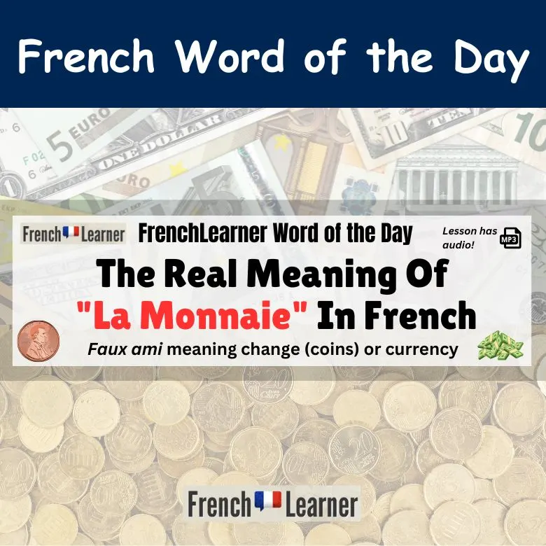 Monnaie - French faux ami (false cognate) meaning change (coins) and currency.