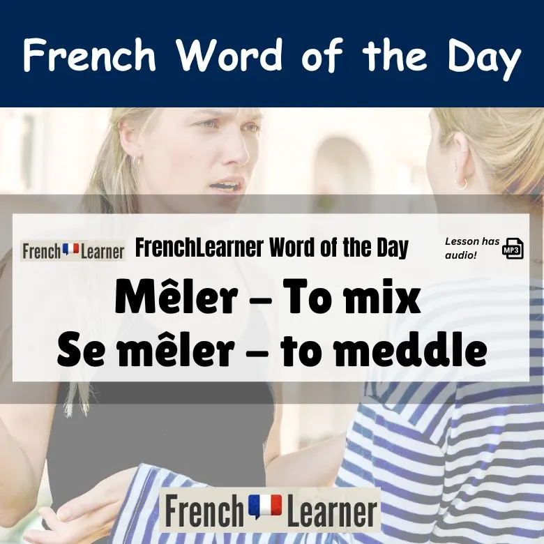 Mêler - French verb meaning to mix; Se mêler - to meddle.