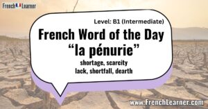 French Word of the Day “la pénurie” shortage, scarcity lack, shortfall, dearth