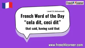 French Word of the Day “cela dit, ceci dit” that said, having said that