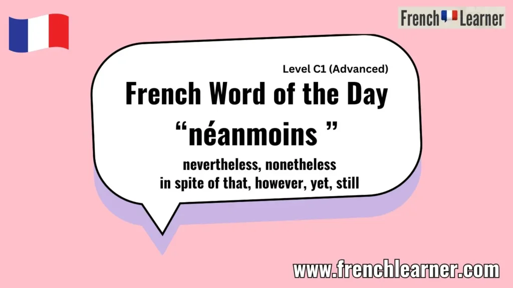 French Word of the Day “néanmoins ” nevertheless, nonetheless in spite of that, however, yet, still