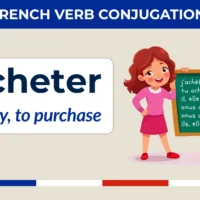 Acheter &ndash; French verb conjugation &ndash; j&rsquo;ach&egrave;te, tu ach&egrave;tes, il/elle ach&egrave;te, nous achetons, vous achetez, ils/elles ach&egrave;tent