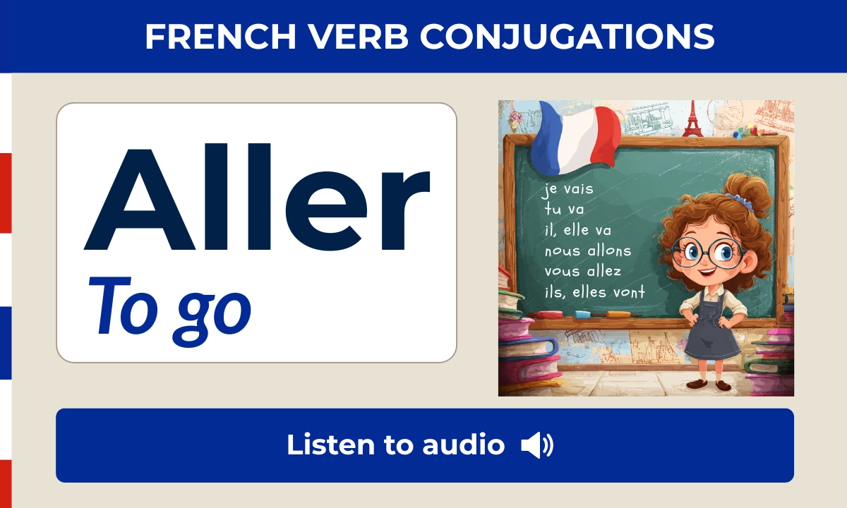 Aller – French verb conjugation – je vais, tu vas, il/elle va, nous allons, vous allez, ils/elles vont