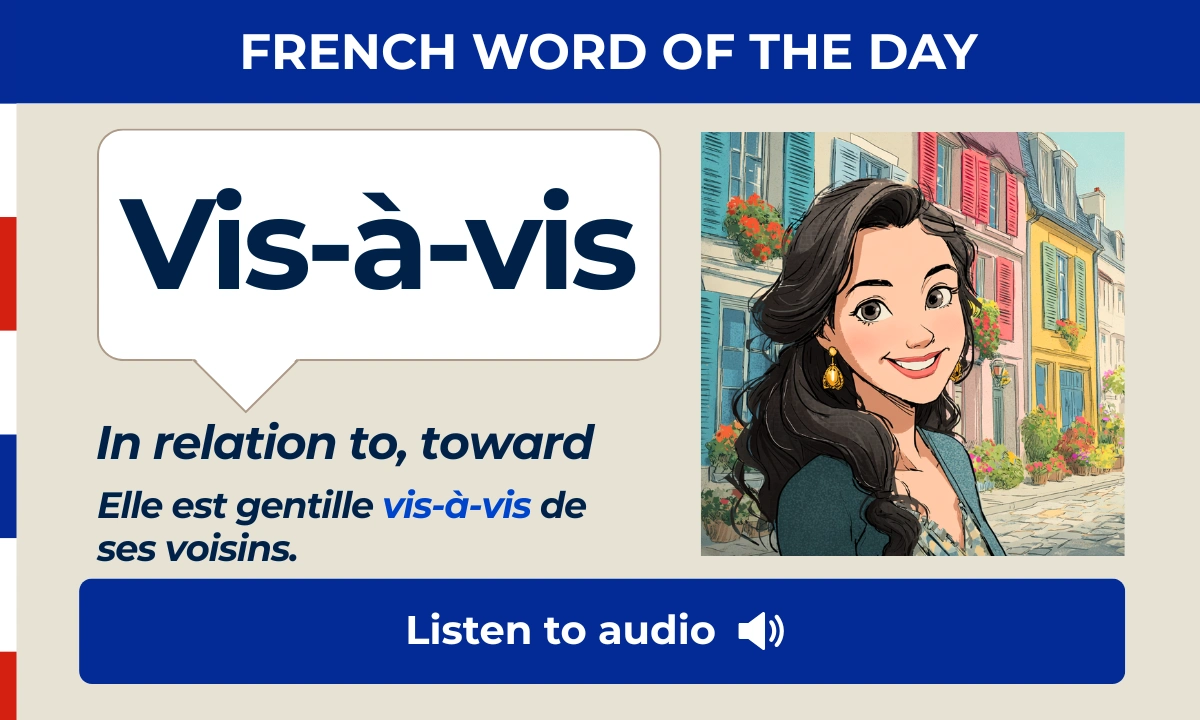Vis-à-vis – In relation to, toward – French Word of the Day