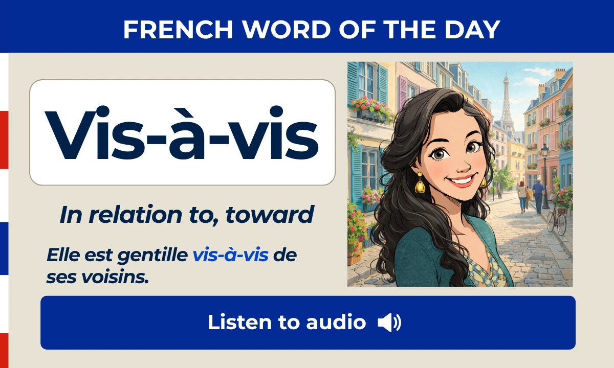 Vis-&agrave;-vis &ndash; In relation to, toward &ndash; French Word of the Day