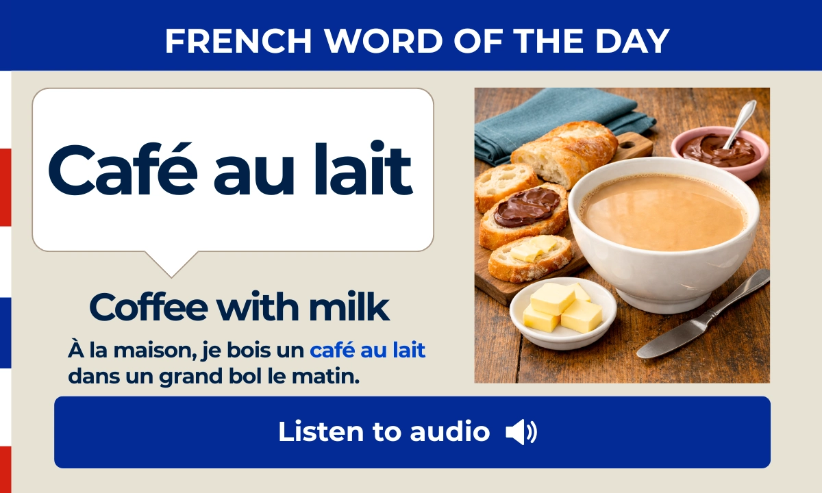 Caf&eacute; au lait &ndash; coffee with milk &ndash; French Word of the Day