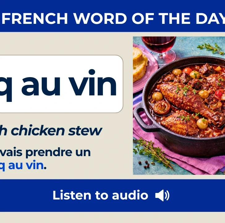 Coq au vin &mdash; Meaning, Pronunciation, and Examples in French